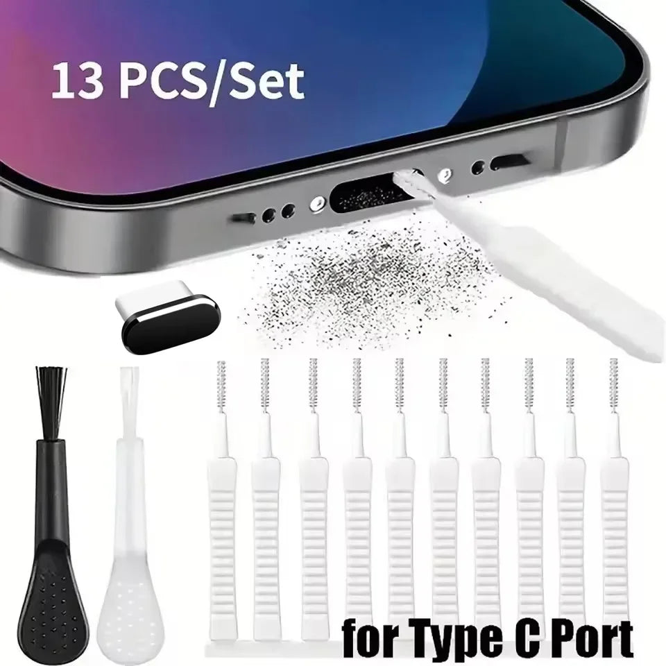 Mobile Phone Speaker Charging Port Cleaning Set Dust Plug for iPhone 16 15 14 Earphones Clean Kit Brush for Samsung Xiaomi