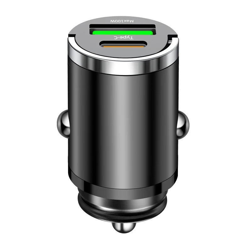 100W/200W QC3.0 PD Mini Car Charger 12-24V Lighter Fast Charging Car USB Type C Charger for Xiaomi Samsung Huawei iPhone Power