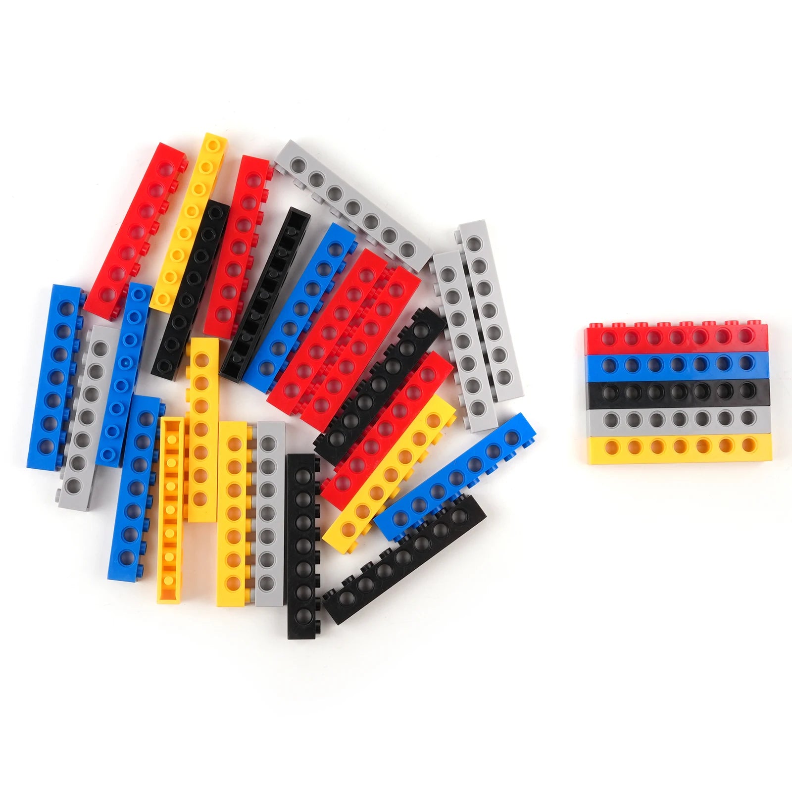 20PCS 3702 Building Blocks Technology Parts 1x8 Beam with 7 Holes DIY Repair Arms Creative MOC Bricks Replacement Accessories