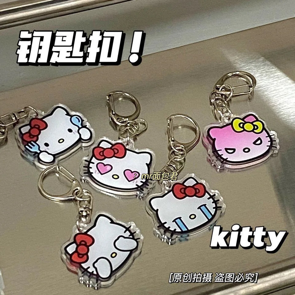 Sanrio Hello Kitty Cartoon Keychain Anime Action Figures Cute Toys Cars Keys Schoolbag Decoration Models Children Birthday Gifts