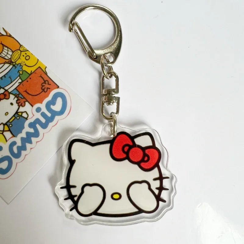 Sanrio Hello Kitty Cartoon Keychain Anime Action Figures Cute Toys Cars Keys Schoolbag Decoration Models Children Birthday Gifts