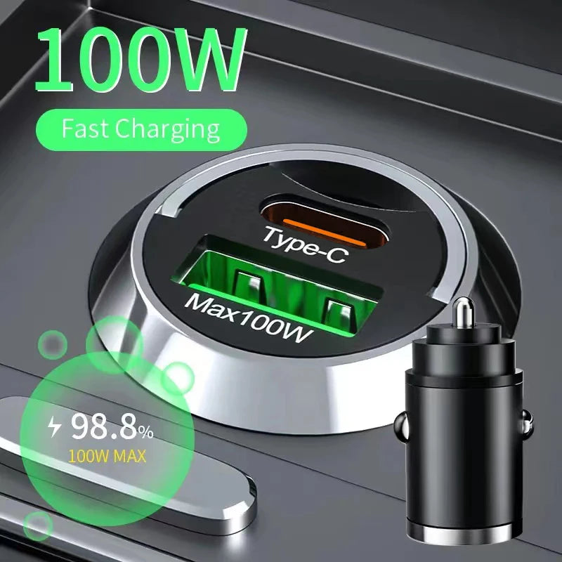 200W USB Car Fast Charger PD USB Quick Charger 3.0 USB Type C Fast Charging Phones Adapter For iphone Xiaomi 17 15 Samsung VIVO