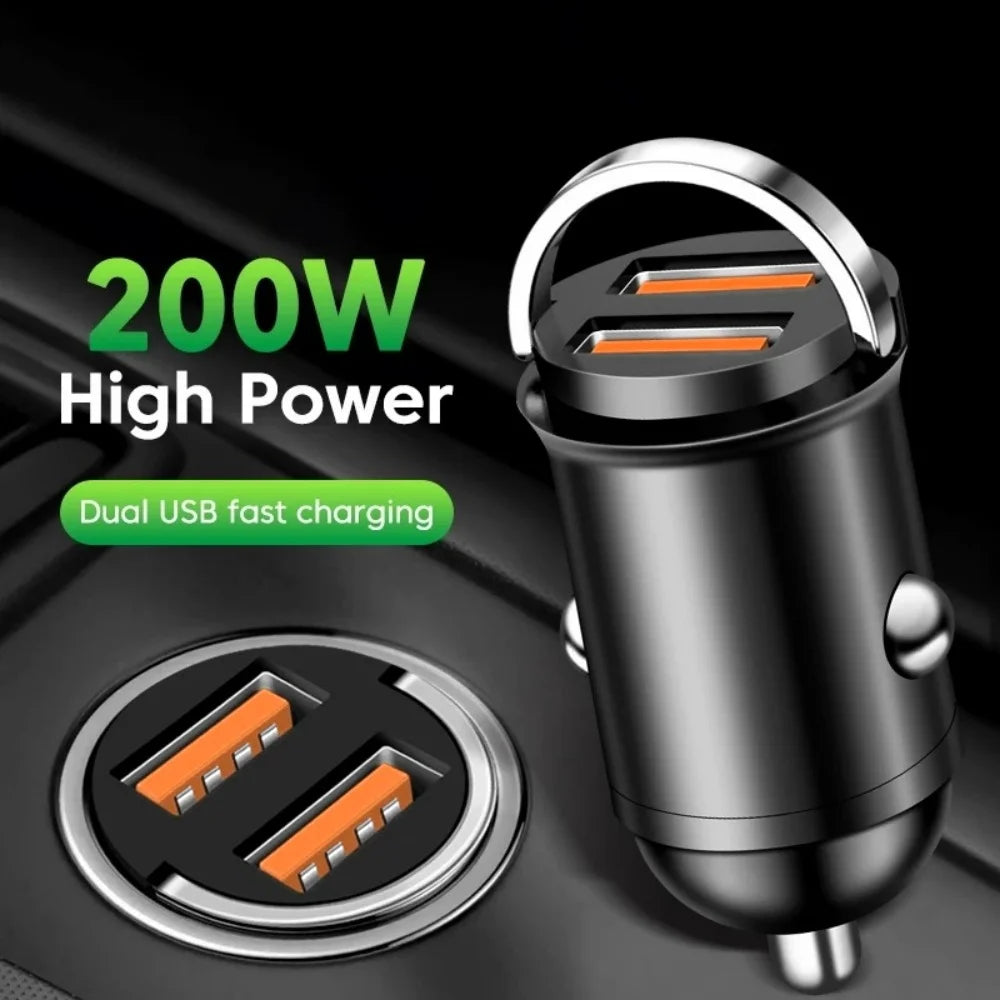 200W USB Car Fast Charger PD USB Quick Charger 3.0 USB Type C Fast Charging Phones Adapter For iphone Xiaomi 17 15 Samsung VIVO