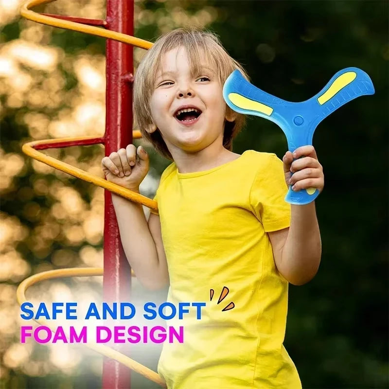 Outdoor Sport Flying Disc Toy Soft EVA Touching Boomerang Return Dart Three-leaf Cross Hand Throw Spinner Interactive Game