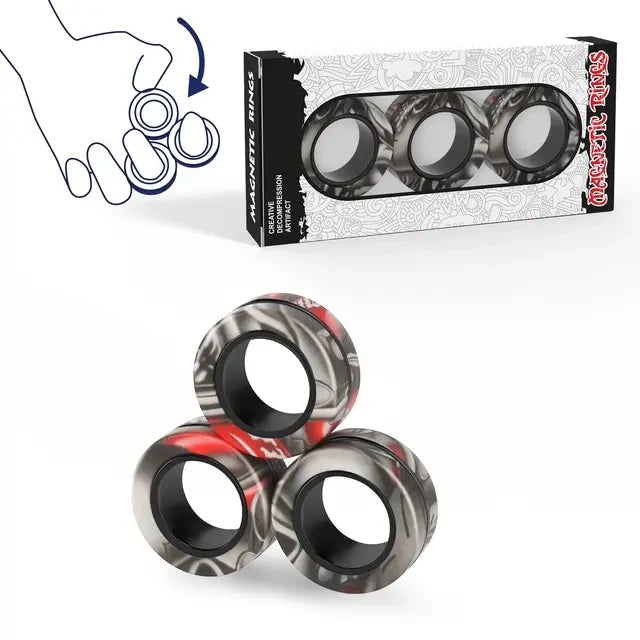 3Pcs Magnetic Rings Fidget Toy Set Adult Fidget Magnets Spinner Rings Fidget Pack Great Gift for Adults Teens Kids