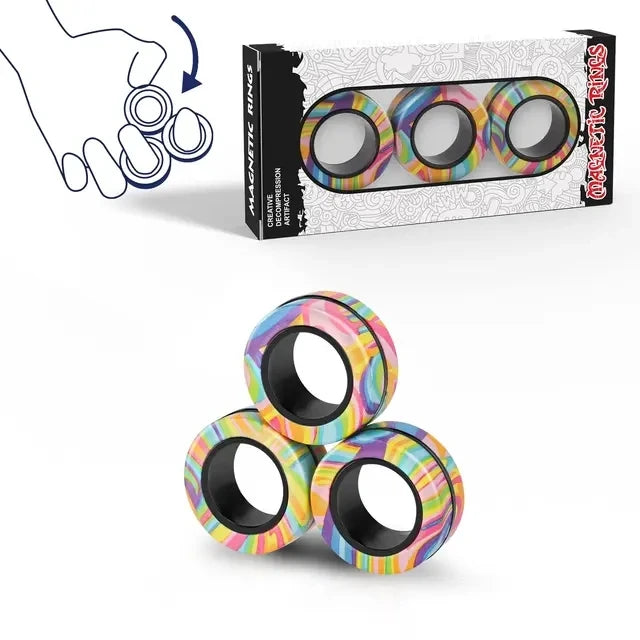 3Pcs Magnetic Rings Fidget Toy Set Adult Fidget Magnets Spinner Rings Fidget Pack Great Gift for Adults Teens Kids