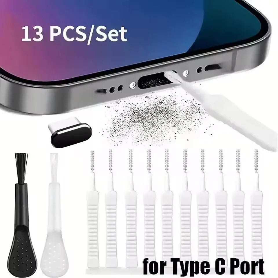 Mobile Phone Speaker Charging Port Cleaning Set Dust Plug for iPhone 16 15 14 Earphones Clean Kit Brush for Samsung Xiaomi